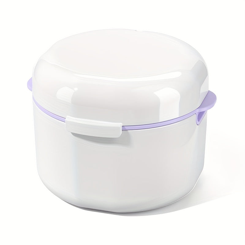 Two-Layer Denture Cleaning Case with Lid Portable Leak-Proof