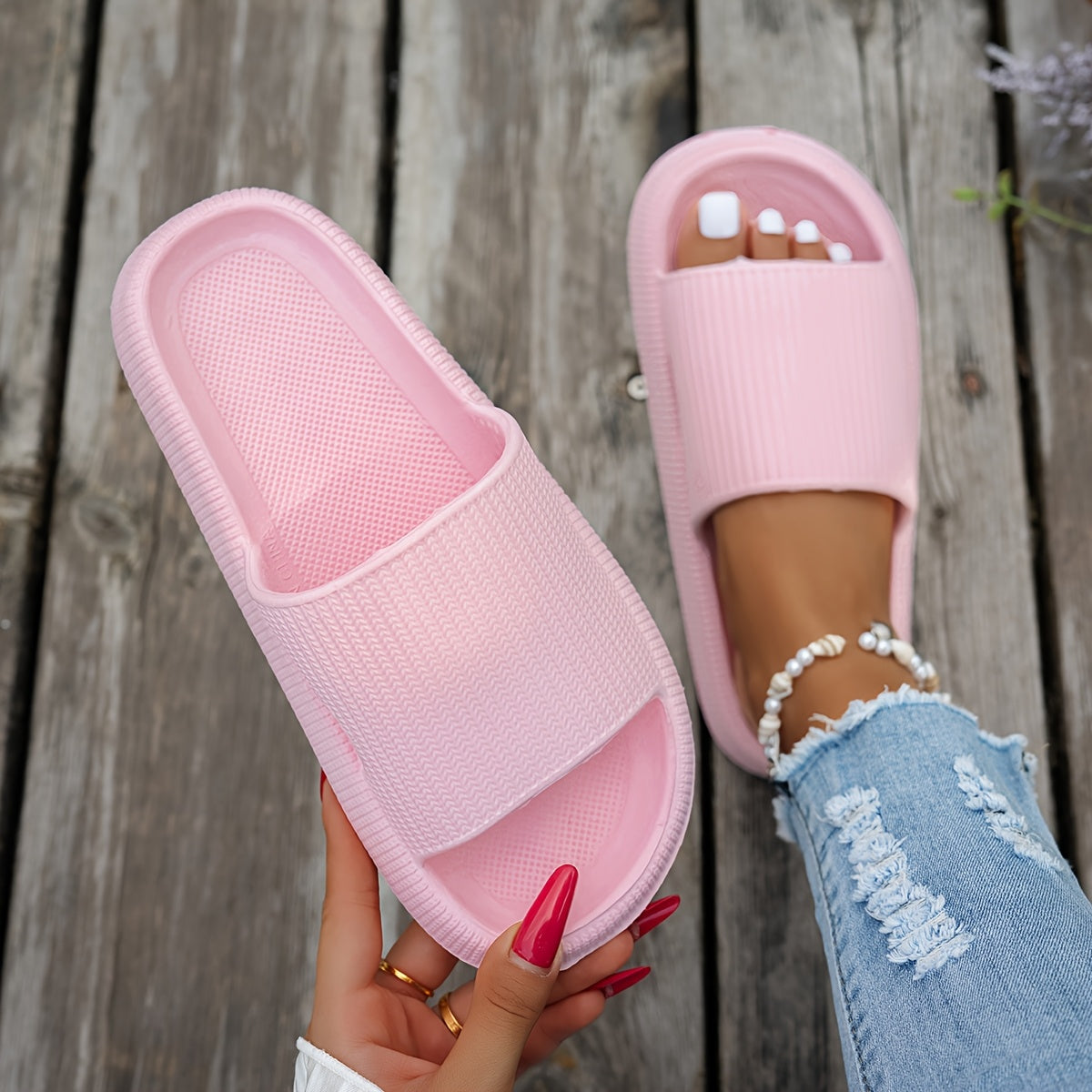 Women's EVA Slide Slippers Non-Slip Indoor Outdoor Beach House Shoes Black