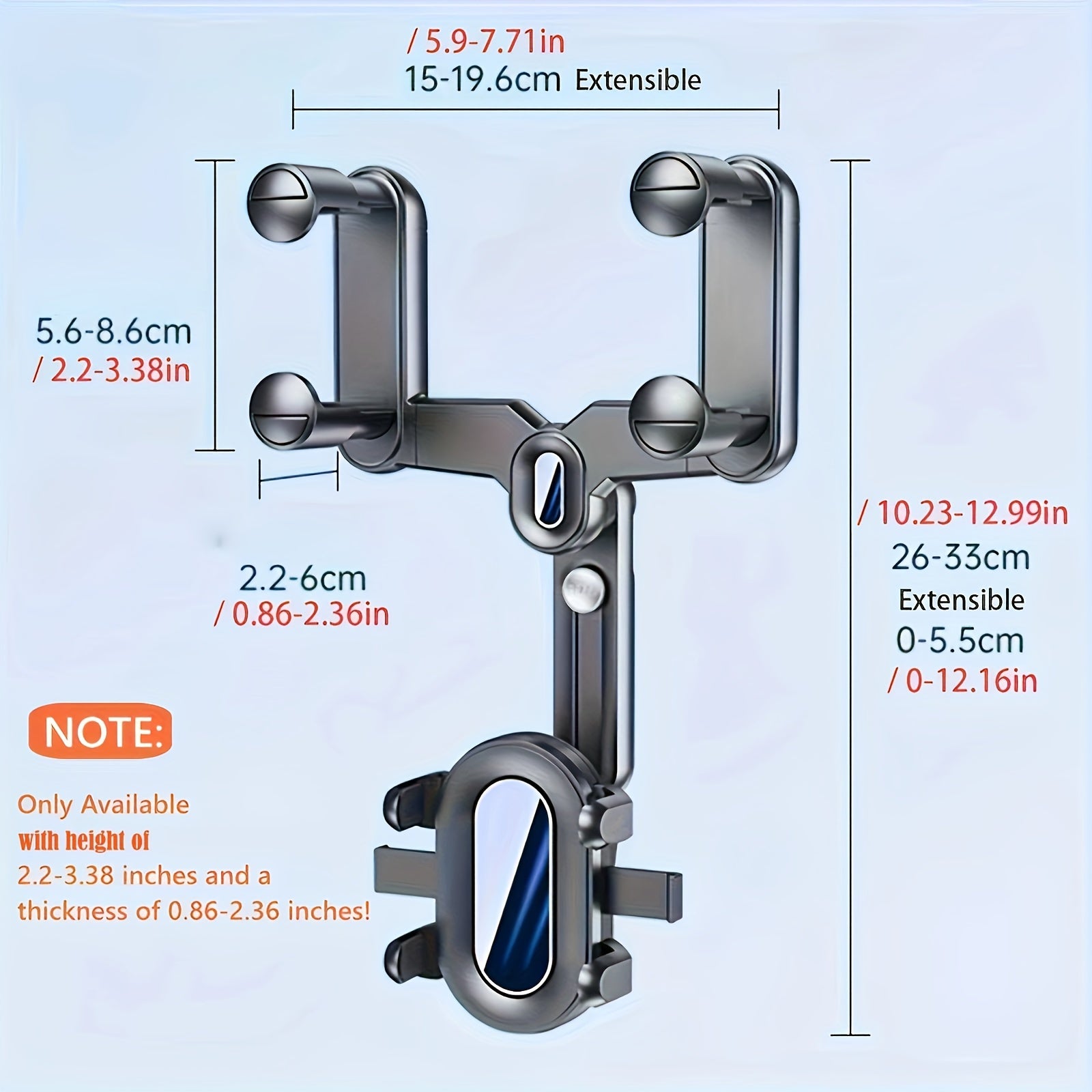 Universal avtomobil telefon uchun tutqich 360° aylanadigan sozlanadigan teleskopli montaj
