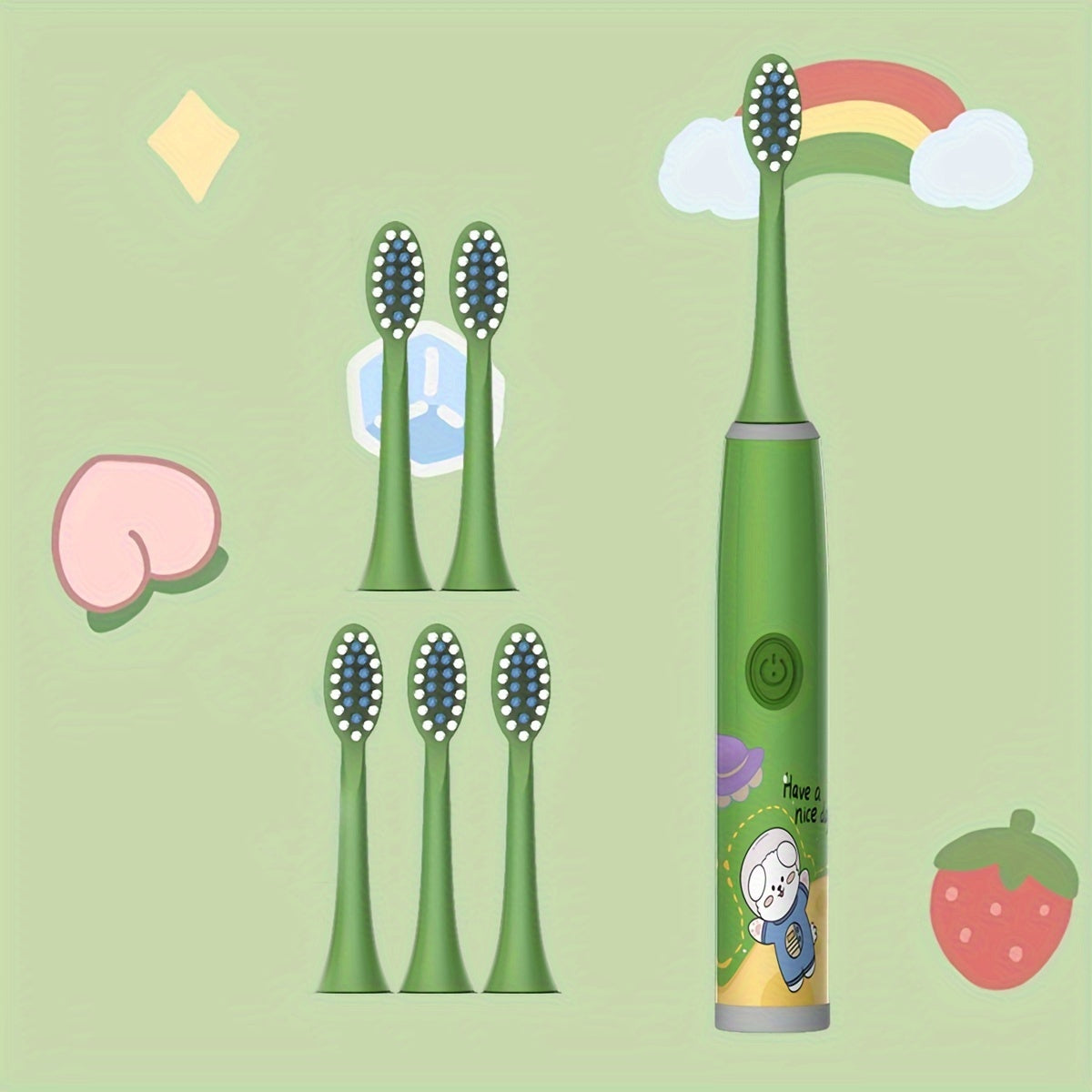 Children's Electric Toothbrush Set with Replaceable Brush Heads for Kids Age 3+