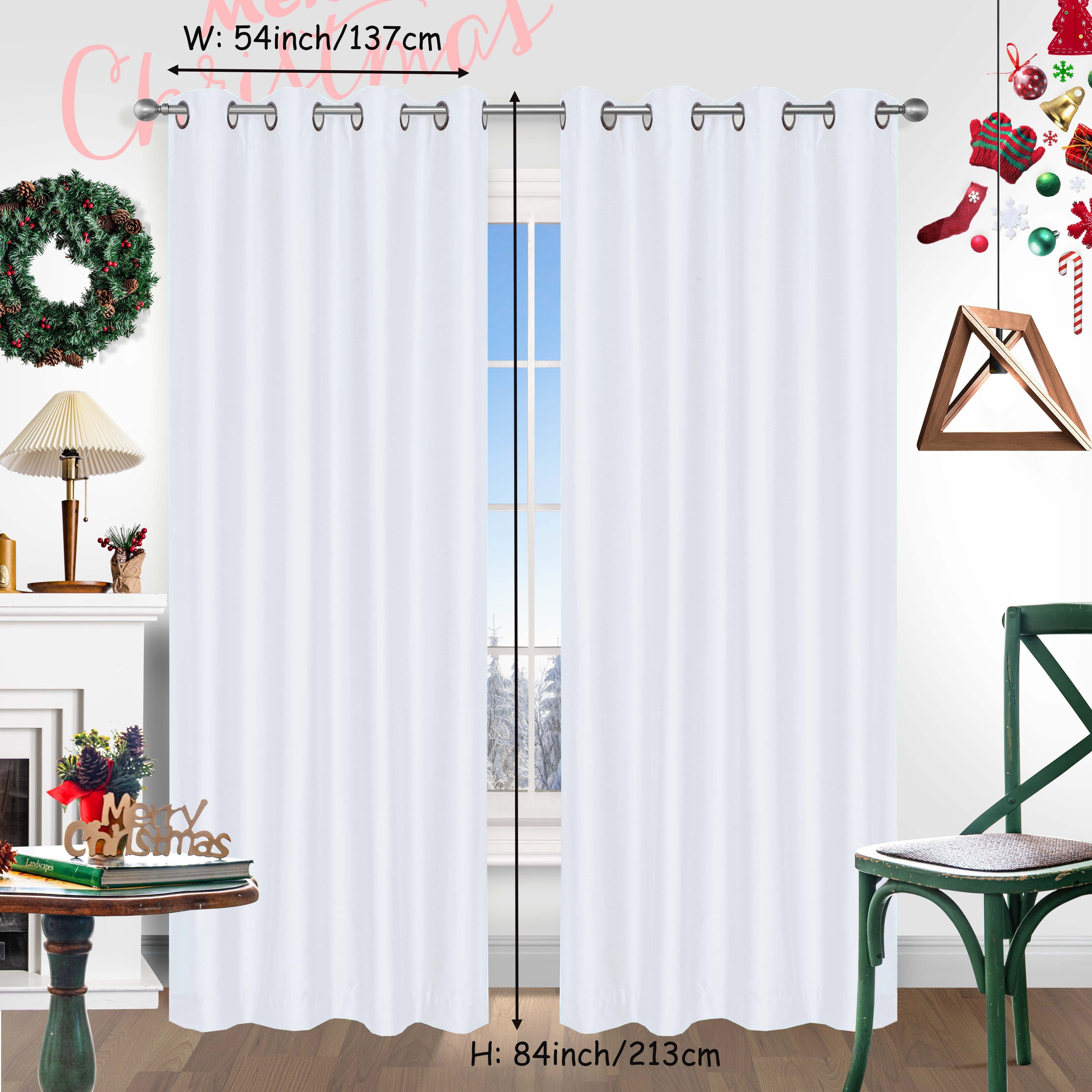 Red Christmas Curtains 2 Pieces Faux Silk Grommet Top for Living Room Bedroom Office