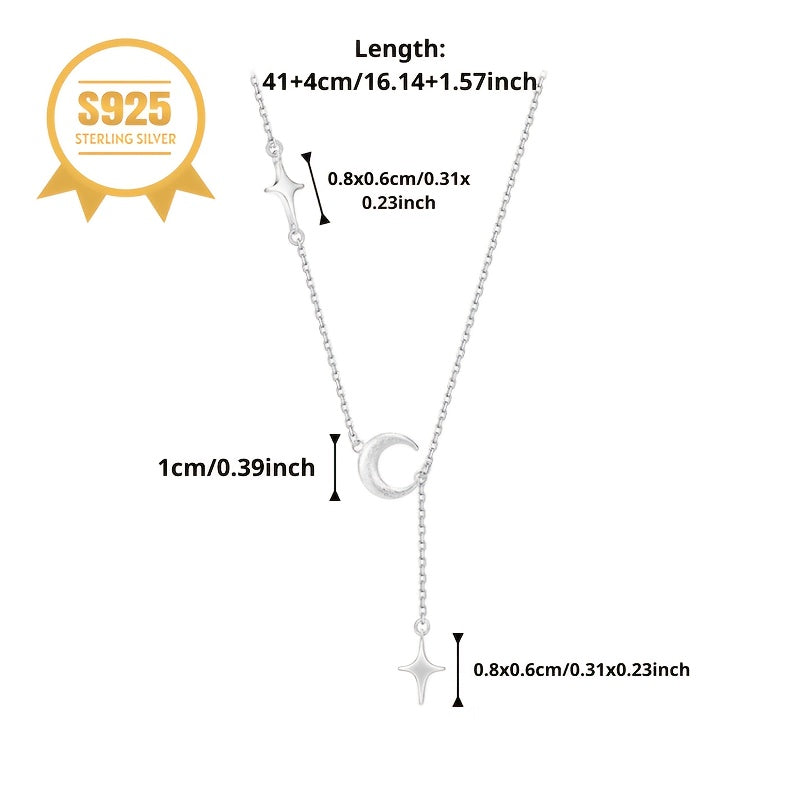 Серебряное ожерелье для женщин Звезда Луна кисточка минималистичные украшения подарок