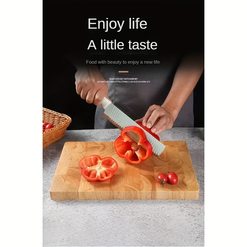 Rubberwood Cutting Board 1pc Thickened Food-Safe for Fruits Meat Vegetables