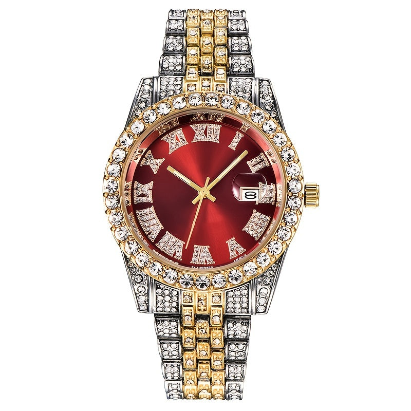 Women's Steel Band Vintage Quartz Watch with Rhinestone Dial