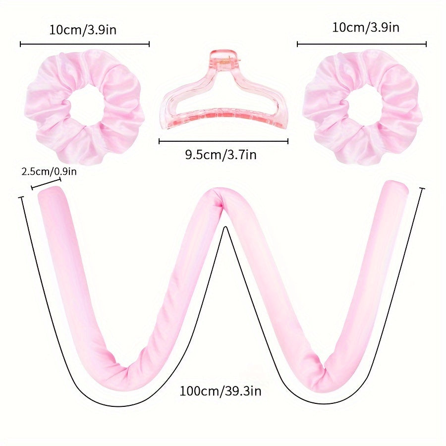 Juego de rulos sin calor para mujer con clips antideslizantes y lazos para el cabello