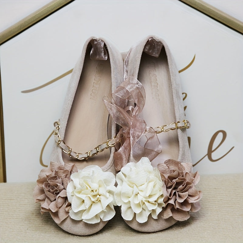 Women's Floral Mary Jane Flats Synthetic Upper Rubber Sole All-Season Comfort