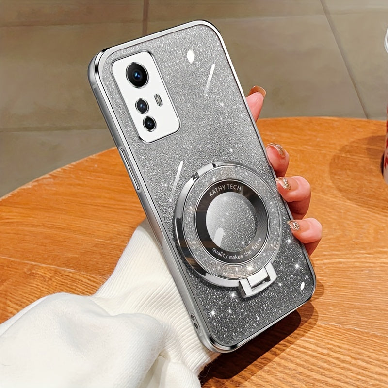 Magnetic Suction Phone Case for Redmi Series with Gradient Flash Powder Shockproof TPU