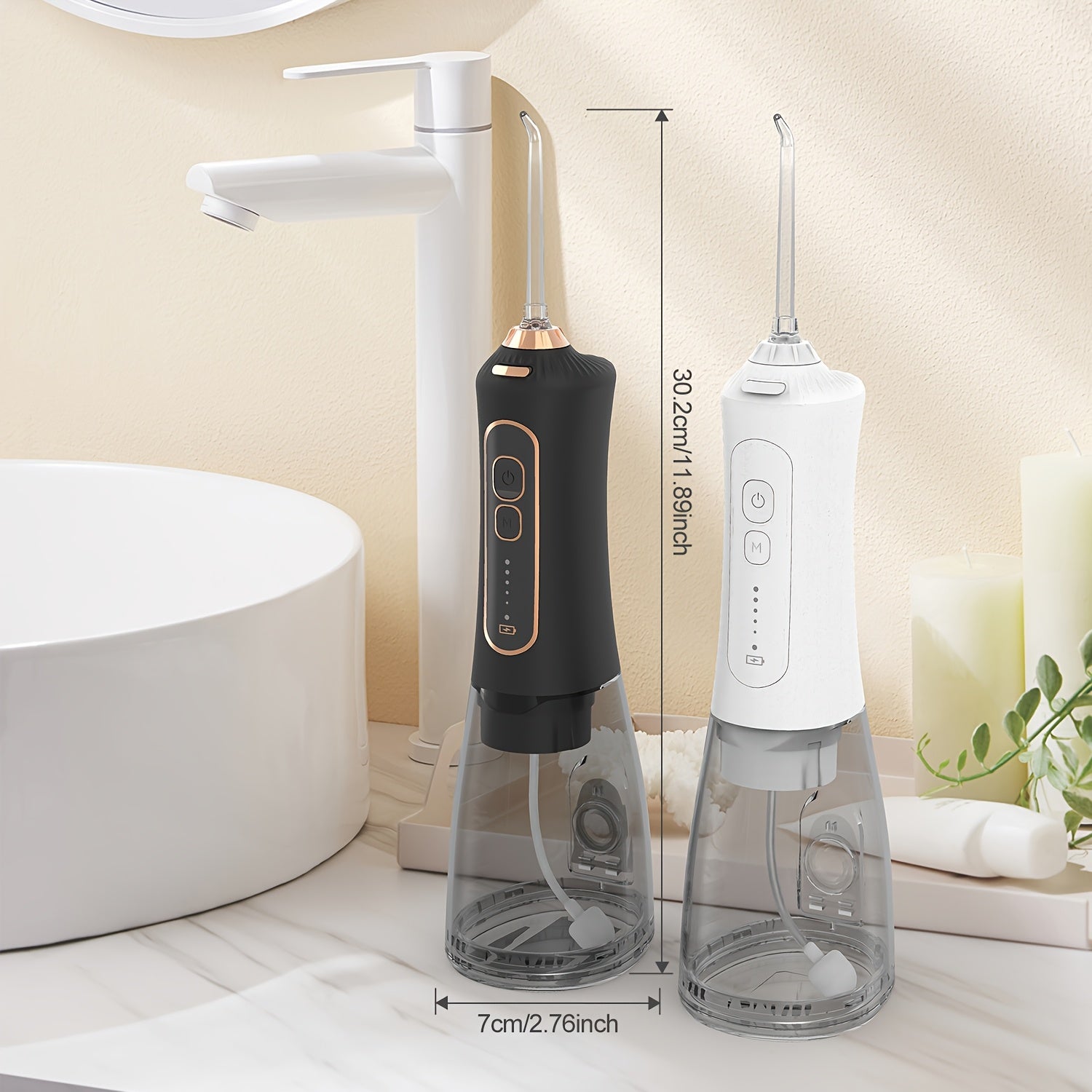 Portable Rechargeable Water Flosser with 5 Modes and Rotary Nozzle