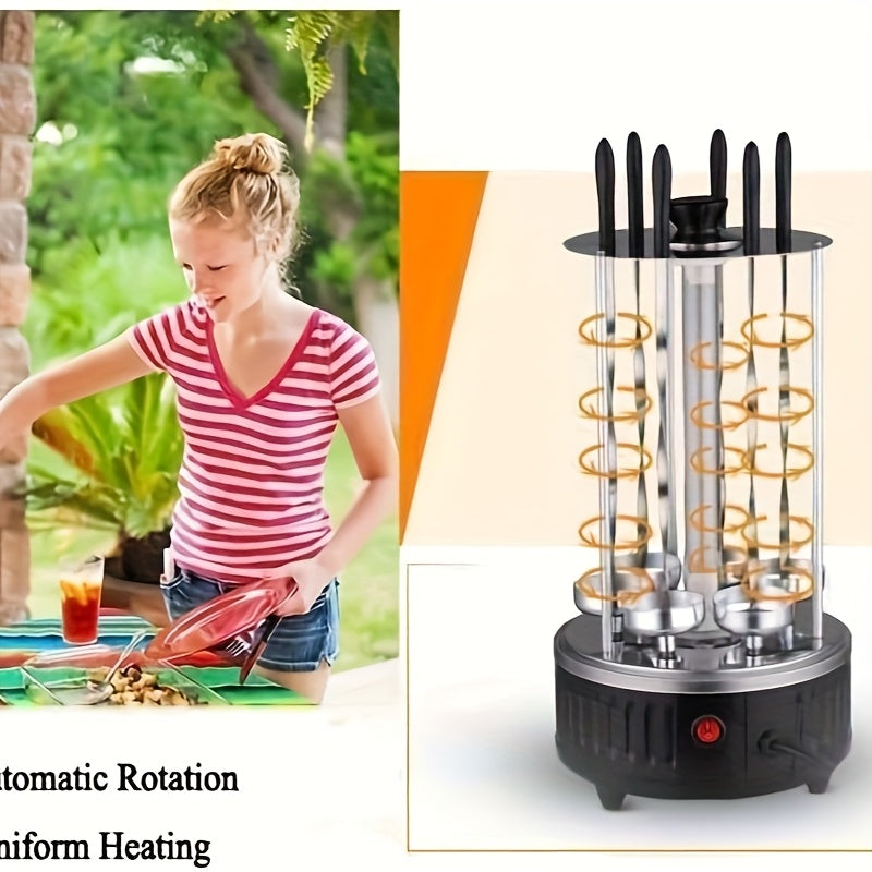 Cheksiz ichki grill, tutunsiz pishirish uchun, shishliklar, Rodizio Asador, Shawarma va boshqalar uchun ideal! Kabob shishliklari, barbekyu savatchalari va qo'lqoplar bilan birga - uy uchun mukammal