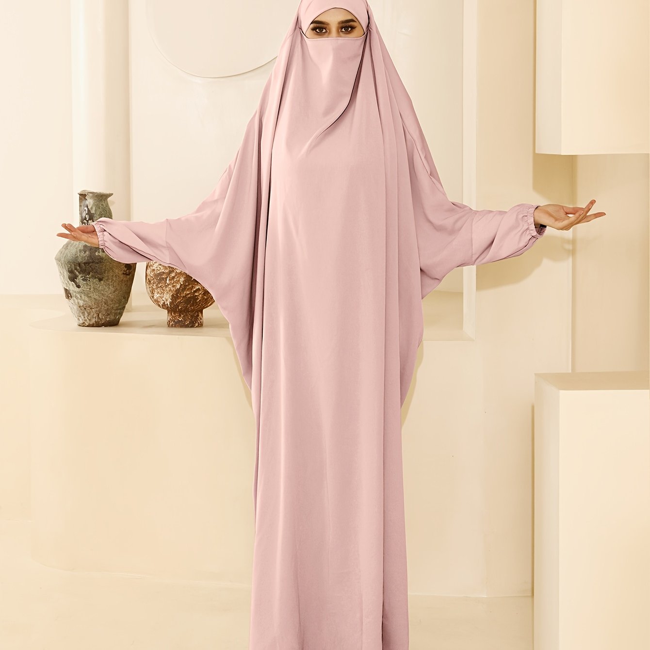 Abaya para mujer de talla grande, bata de ajuste suelto, kaftan largo sin mangas, con abertura frontal, de color sólido