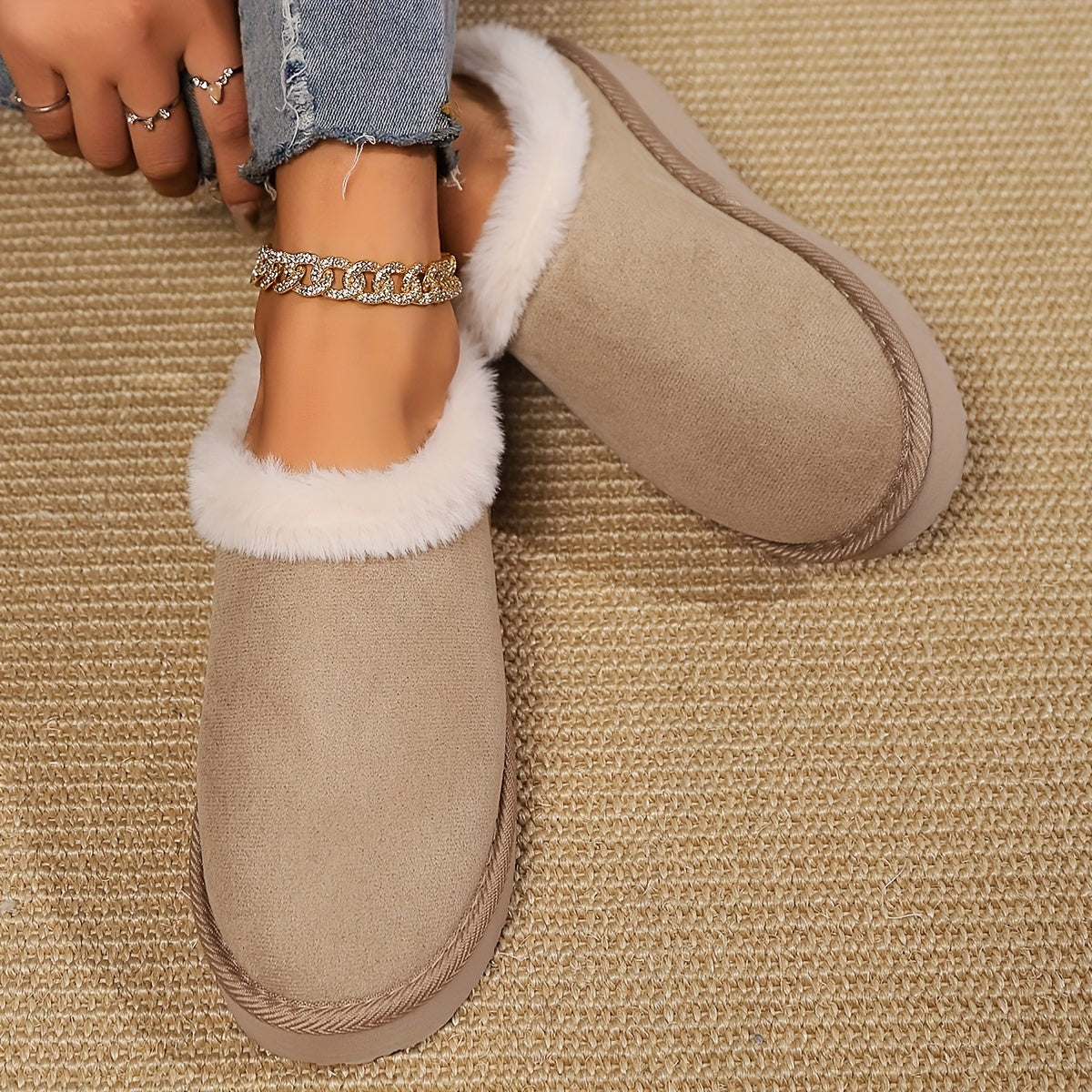 Ayollar uchun mo'ljallangan, plüsh bilan qoplangan qishki chanoq, issiq, ichki va tashqi foydalanish uchun, yopiladigan, qora, kulrang, bej.