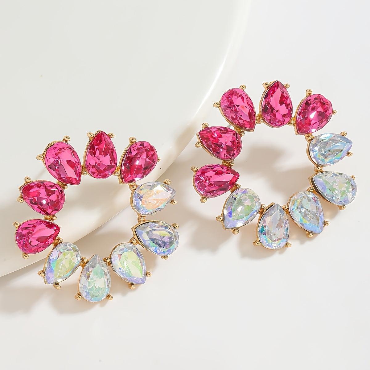 Women's Rhinestone Floral Drop Earrings Alloy Dangles Stainless Steel Posts for Parties and Gifts