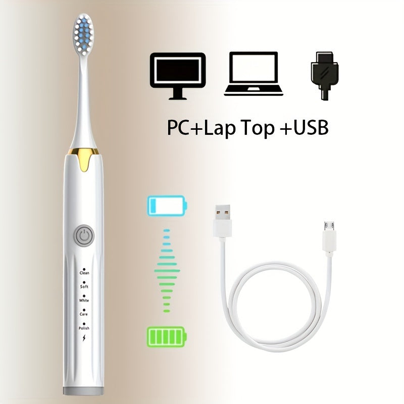 Electric Toothbrush Set 5-Speed Rechargeable with Ultra-Soft Replaceable Brush Heads for Daily Oral Care
