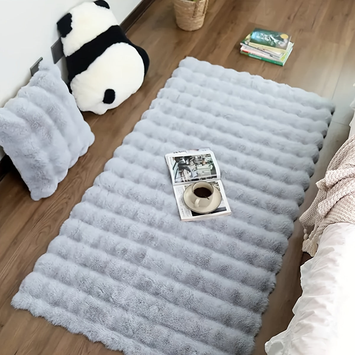 Alfombra de terciopelo burbuja suave y esponjosa para dormitorio y sala de estar antideslizante e impermeable