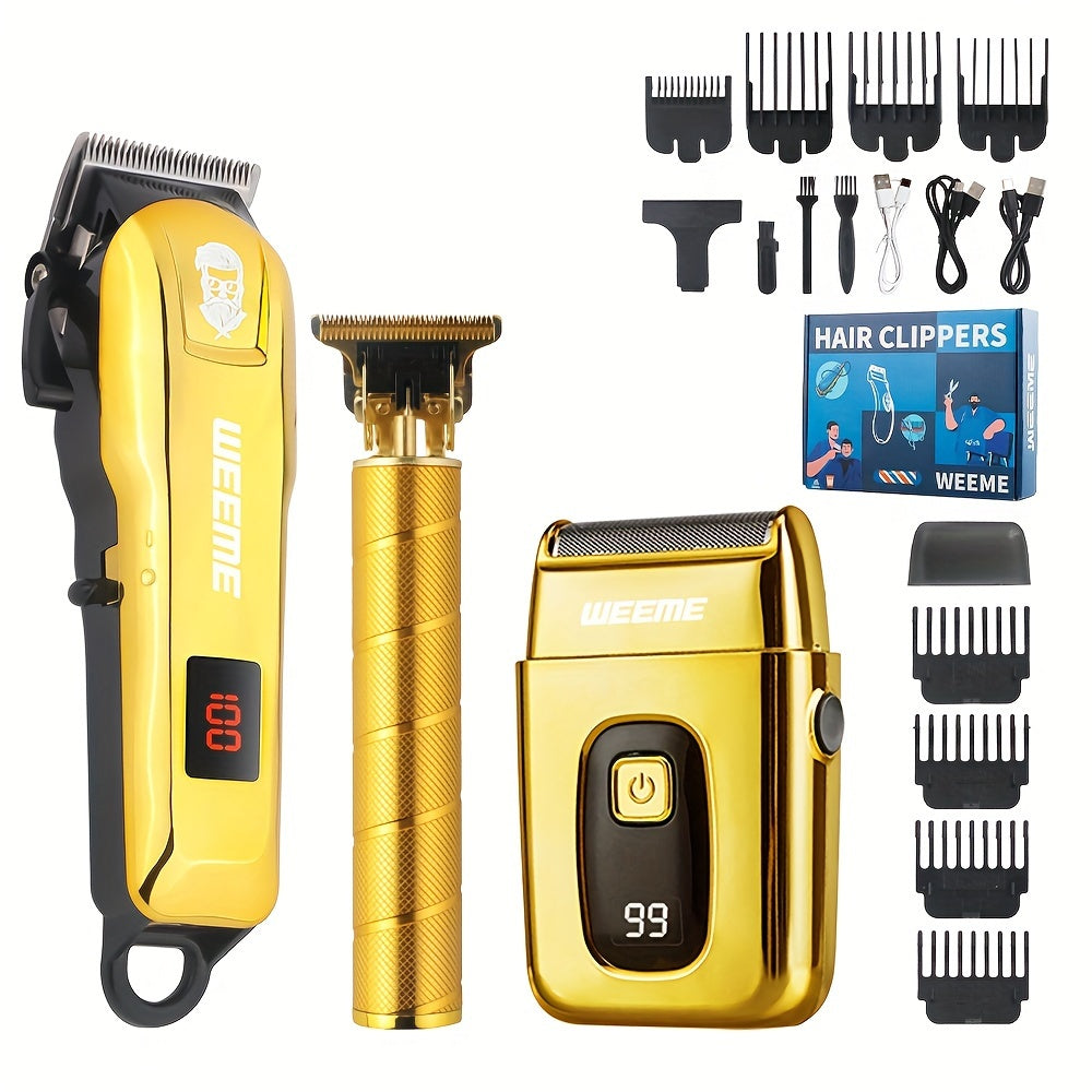 Роскошный набор для стрижки волос с триммером T-образного типа, роторным бритвенным устройством, литиевой батареей