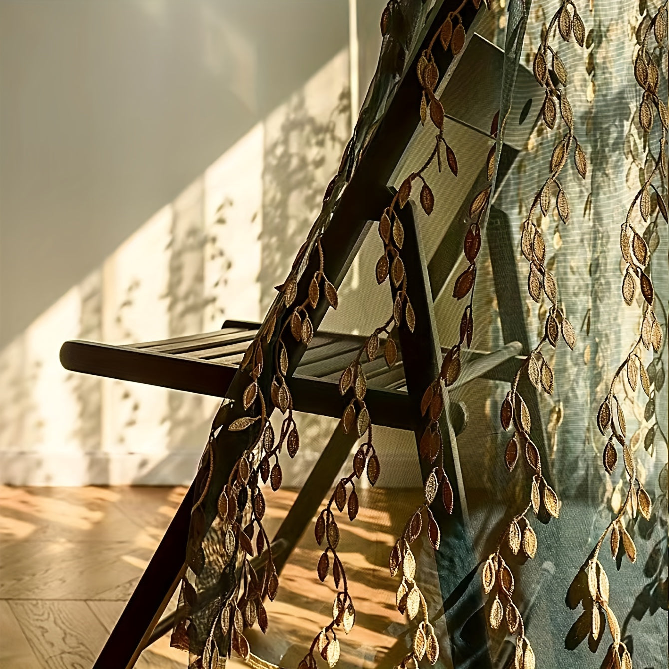 Bohemian Lace Gold Leaf Curtain for Living Room Bedroom Office Window Treatment