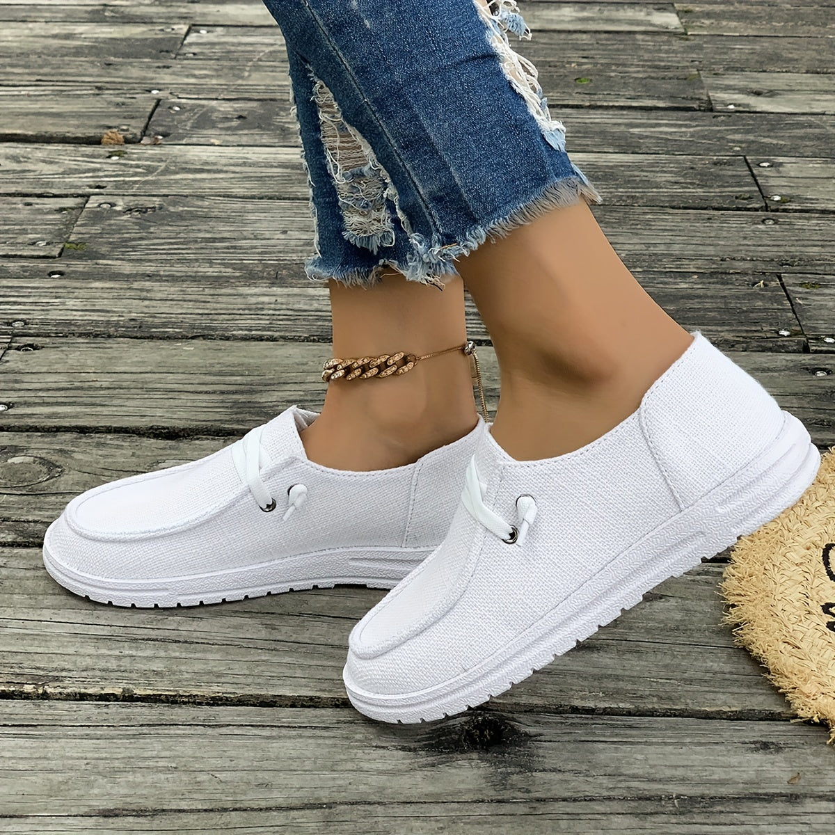 Women's Fabric Slip-On Shoes with TPU Sole and Fabric Insole All-Season Casual Footwear