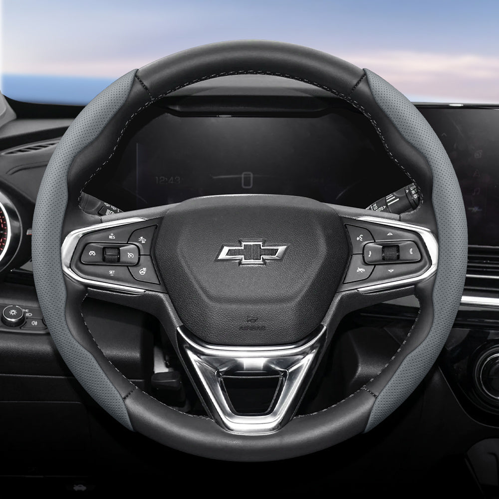 Universal Ventilated PU Leather Steering Wheel Cover, Quick-Release, Anti-Slip