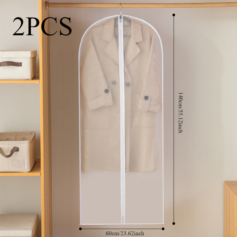 Juego de 2 bolsas de ropa transparentes con protectores de cremallera para almacenamiento de ropa y organización del armario