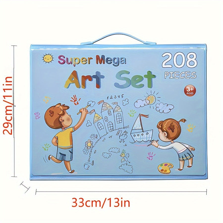 Kids Art Set 208 Pieces Watercolor Pens Crayons Markers Gift for Children
