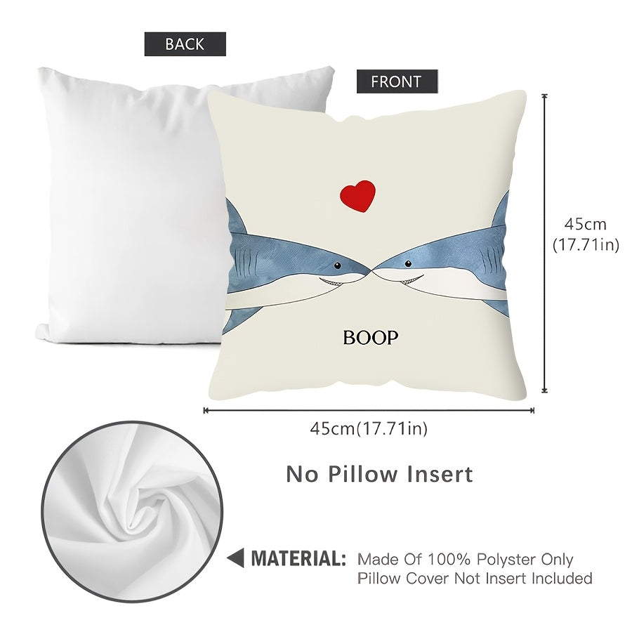 Shark Throw Pillow Cover Ocean Themed Decorative Cushion Case 45cm x 45cm