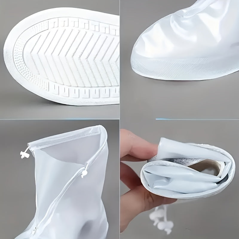 Мужские и женские водонепроницаемые чехлы для обуви из PVC, многоразовые защитные накладки для дождевых сапог с молниями