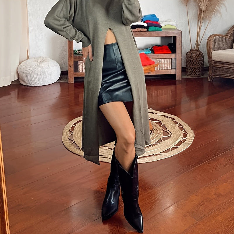 Women's Western Cowboy Boots Mid-Calf Embellished Black Synthetic Leather