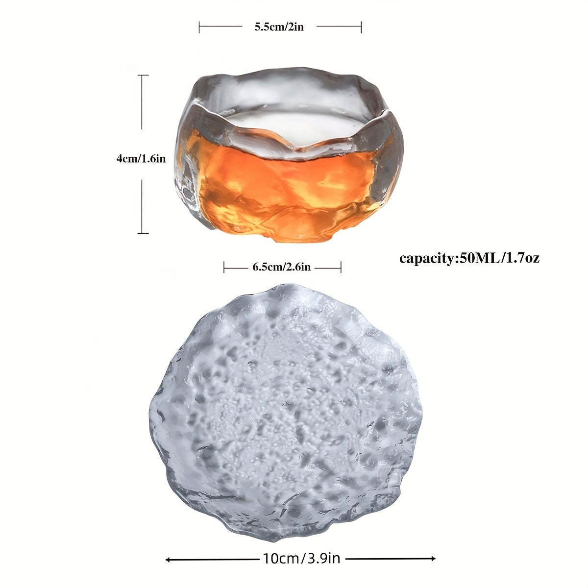 Irregular Glass Tea Cup Set with Cup Mat for Hot Drinks Gift