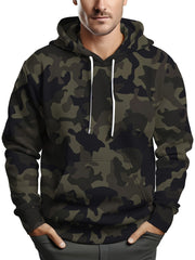 Men's Plus Size Camo Hoodie with Kangaroo Pocket Stretch Fabric Casual Sportswear