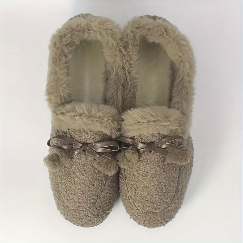 Women's Slip-On Loafers with Non-Slip Rubber Sole and Cozy Back for Home Use