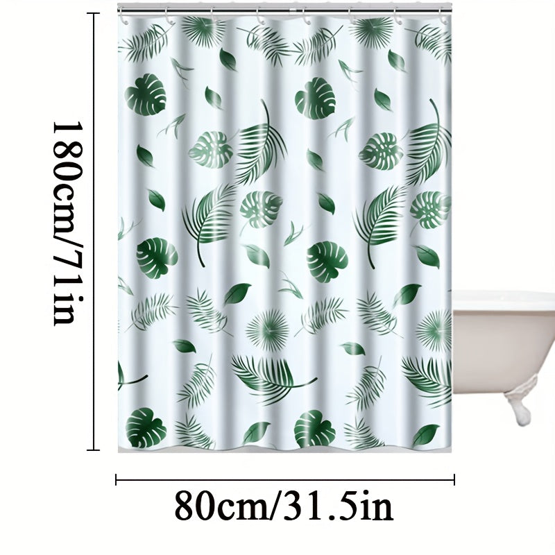 Waterproof Tropical Floral Shower Curtain with Hooks and Liner