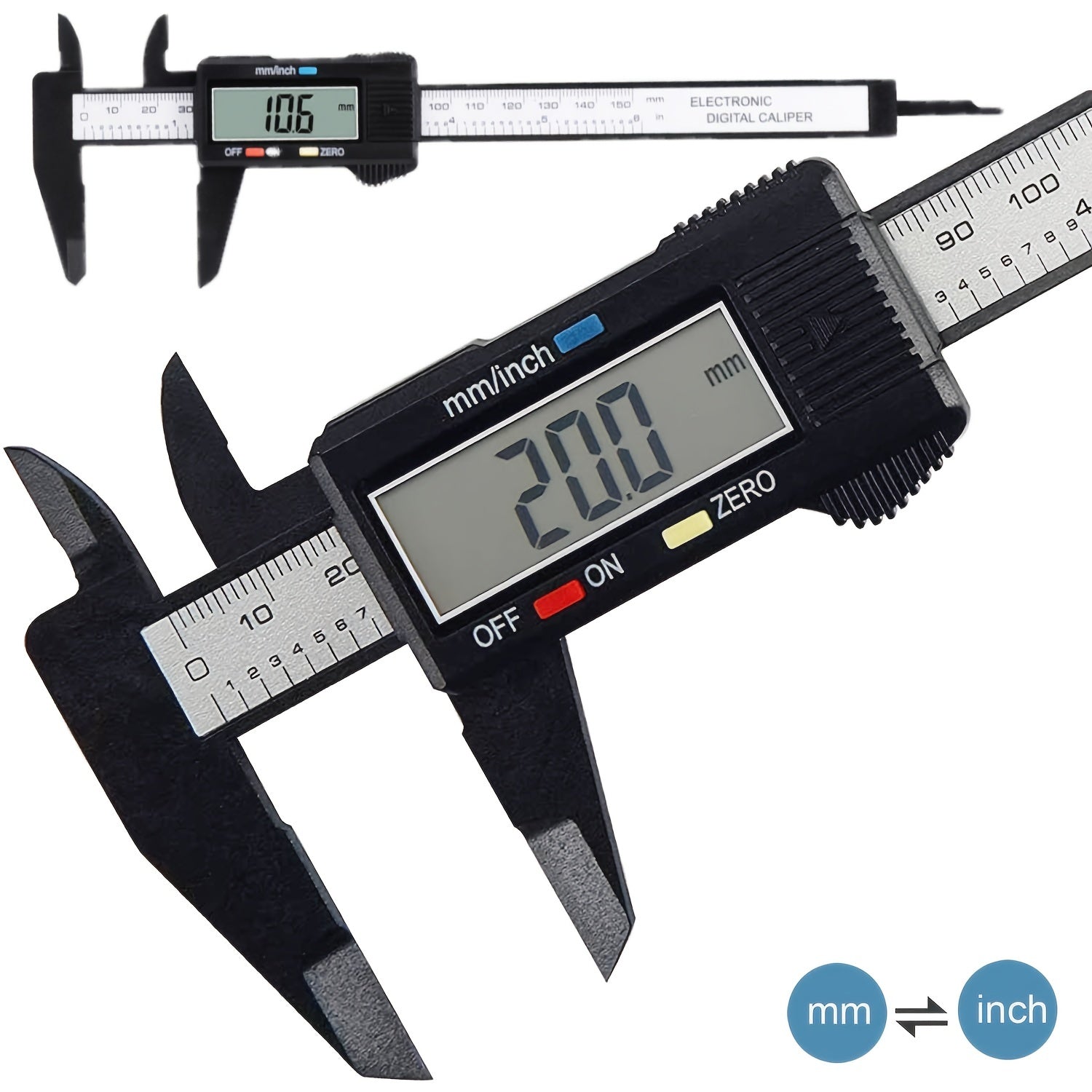 6-Inch Digital Vernier Caliper with Large LCD Display Locking Thumb Screw and Zero Setting