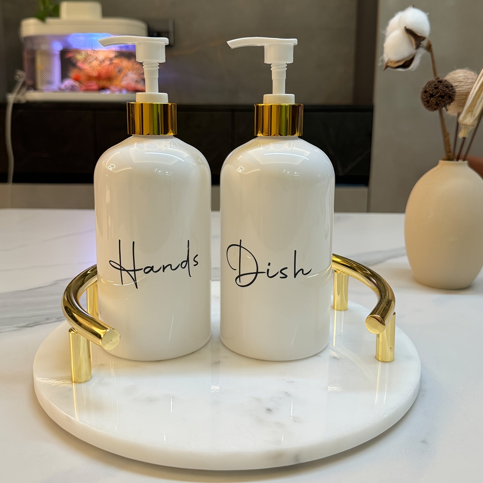 2-Pack 17 Oz Plastic Hand and Dish Soap Dispensers Refillable Lotion Bottles Kitchen Bathroom