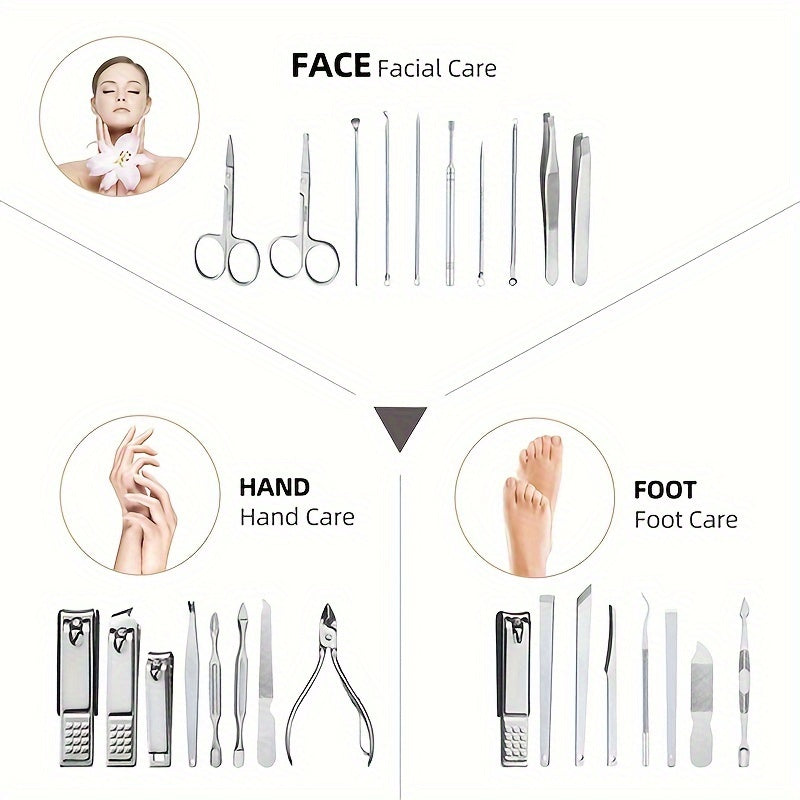 26-Piece Stainless Steel Nail Clipper Kit for Men and Women with Ear Spoon and Nail Files