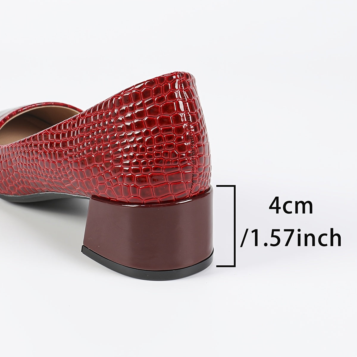 Ayollar uchun blokli poyafzal, kvadrat barmoqli, o'rta poyali, kechki kiyim poyafzali, sun'iy yuqori, TPU taglik