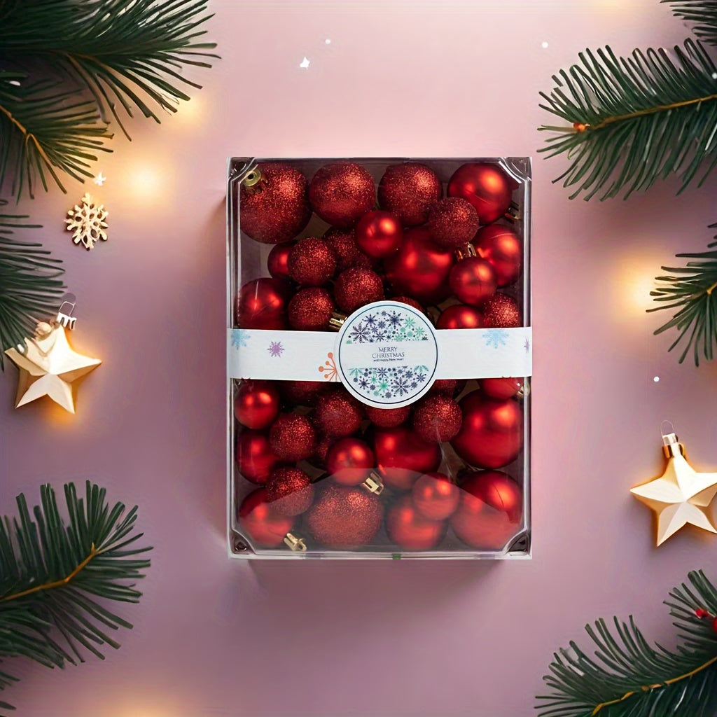 Paquete de 42 adornos de Navidad de glitter dorado de plástico para árbol navideño