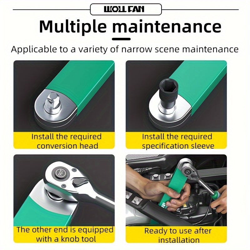 39cm Multi-Functional Extension Wrench with Ratchet Conversion and Quick Release Socket for Car Maintenance