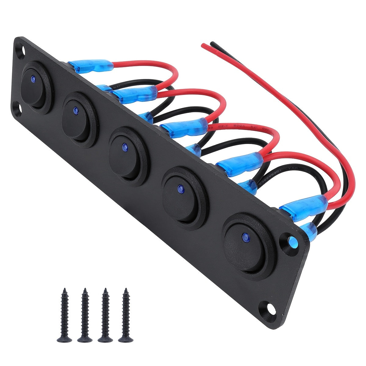 Aluminum Rocker Switch Panel with Blue LED 12V 20A for Car Truck Yacht