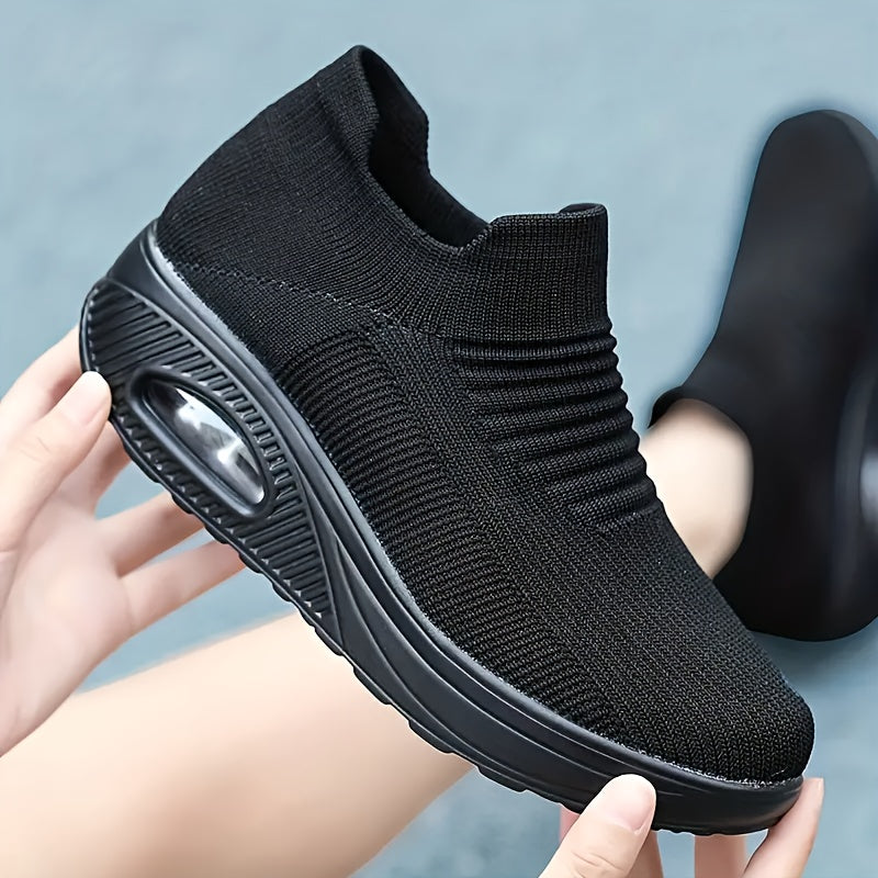 ayollar uchun nafas oluvchi to'qilgan slip-on sport poyafzallari yurish uchun tashqarida sport