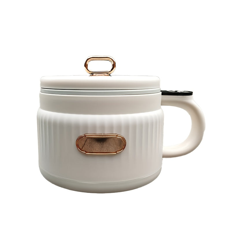 Olla eléctrica mini de 1.6L con temporizador, interior de cerámica, sin humo, antiadherente, portátil