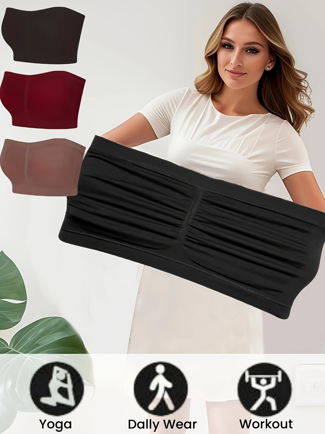 Women Seamless Strapless Sports Bras Set Breathable Plus Size Workout Activewear