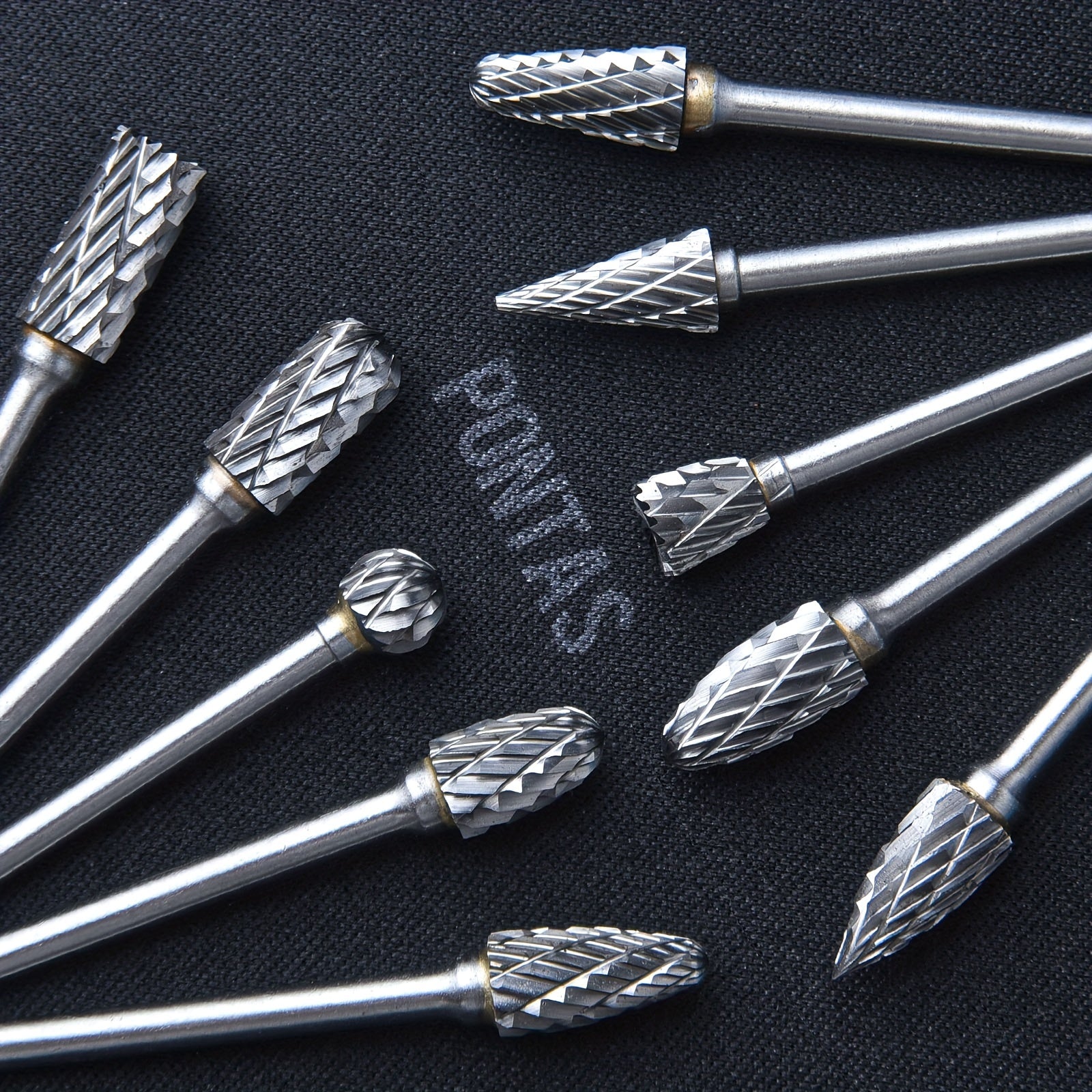 10-Piece Tungsten Carbide Rotary Burr Set 1/8 Inch Shank Double Cut for Metal Wood Plastic