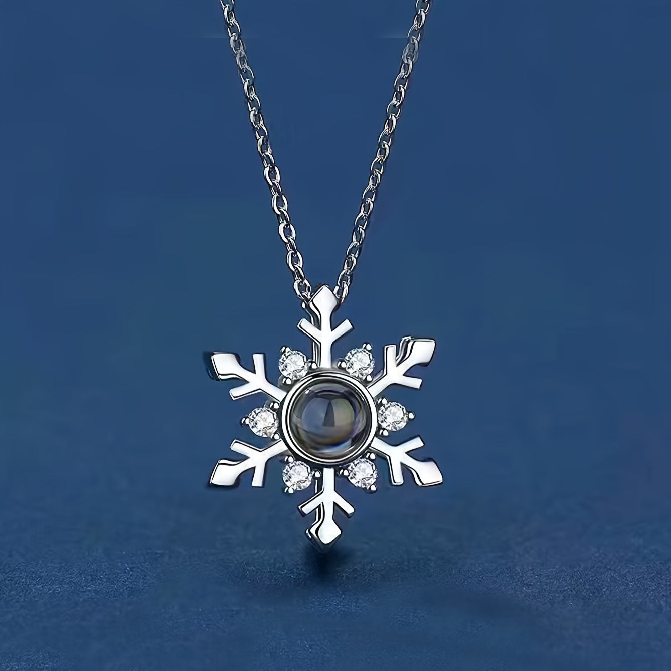 Snowflake Projection Necklace Jewelry Set with Red Rose Gift Box for Women