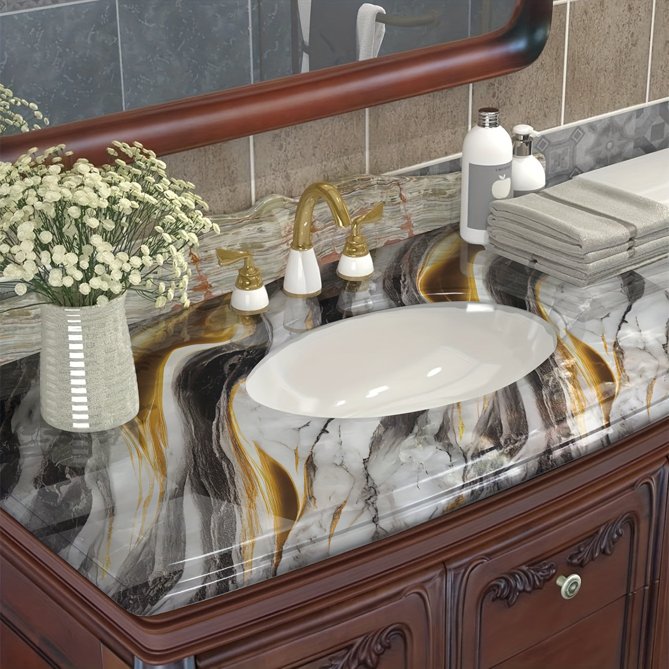 Abstract Marble Wallpaper Mural Waterproof Removable for Living Room Bedroom