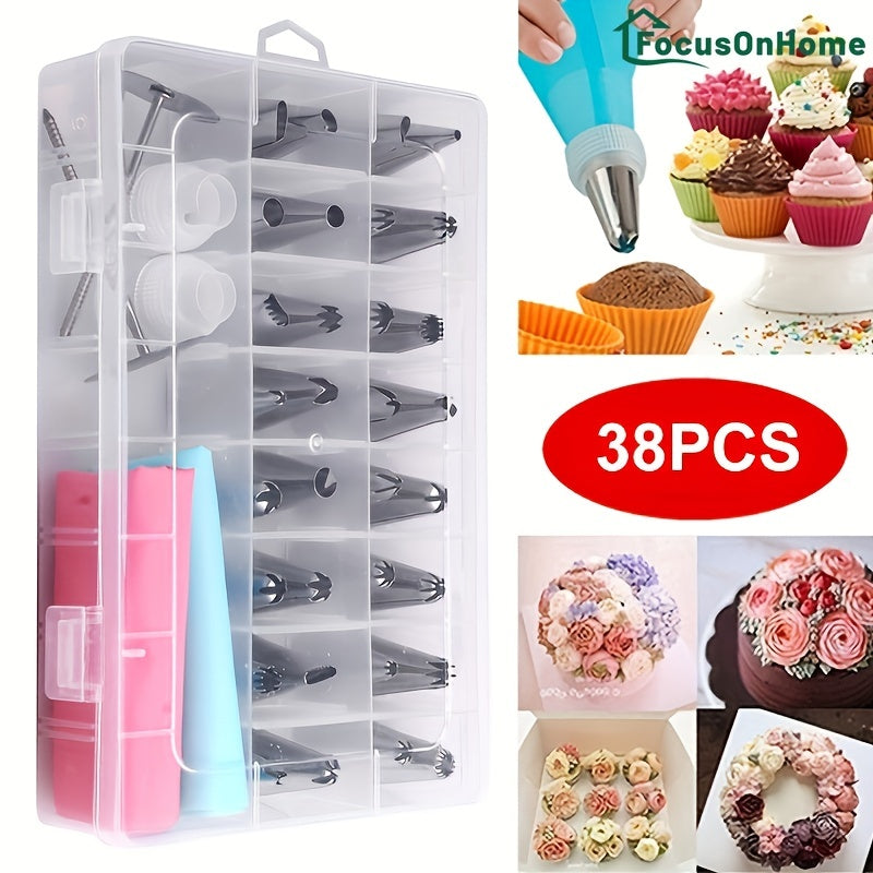 38-Piece Pastry Decorating Nozzles Baking Kit with Piping Tips and Bags