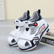 Boys White Sandals Breathable PU Upper TPR Sole Hook-and-Loop Closure Casual Spring Summer Fall