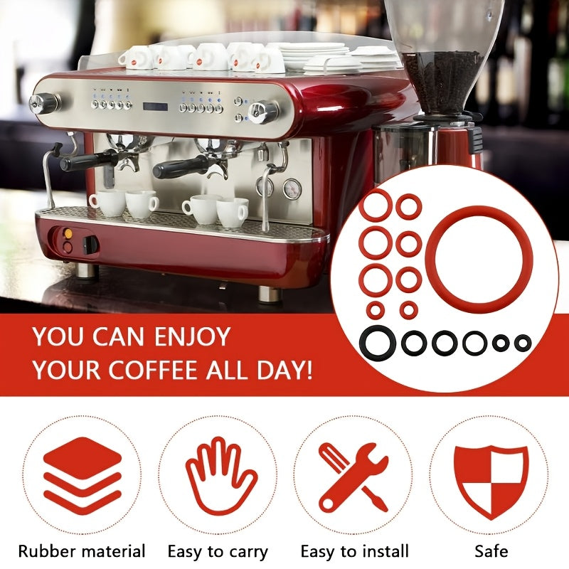 Espresso Machine Maintenance Kit with 15 Anti-Leakage Valve O-Rings Durable Rubber