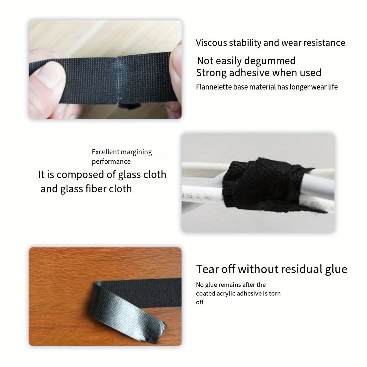 Тесьма на липучке, устойчивая к высоким температурам, черная, для автомобильных проводов