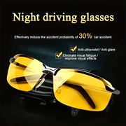 Men Night Vision Driving Glasses Yellow Anti-Glare Semi-Rimless Polycarbonate Frame