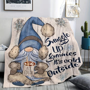 Blue Gnome Printed Flannel Blanket for Office Home or as Shawl or Leg Cover
